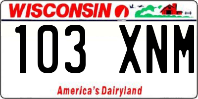 WI license plate 103XNM