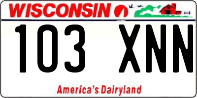 WI license plate 103XNN