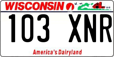 WI license plate 103XNR