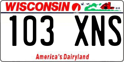 WI license plate 103XNS