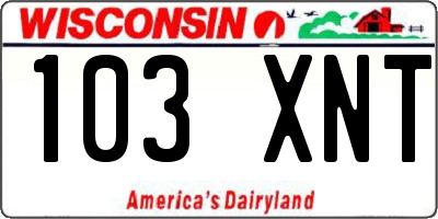 WI license plate 103XNT