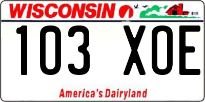 WI license plate 103XOE