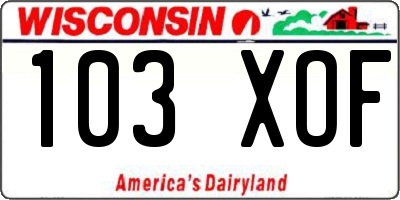 WI license plate 103XOF