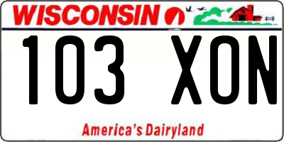 WI license plate 103XON