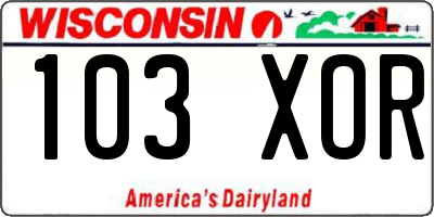 WI license plate 103XOR