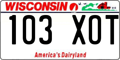 WI license plate 103XOT