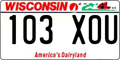 WI license plate 103XOU