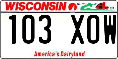 WI license plate 103XOW