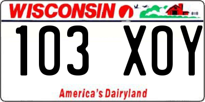 WI license plate 103XOY