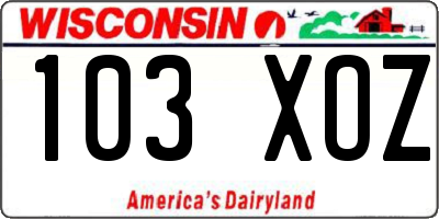 WI license plate 103XOZ