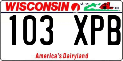 WI license plate 103XPB