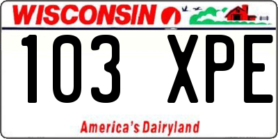 WI license plate 103XPE