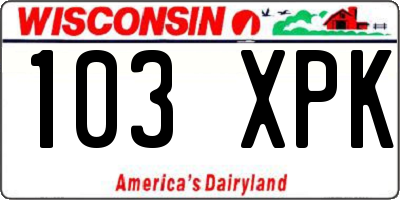 WI license plate 103XPK