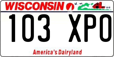 WI license plate 103XPO