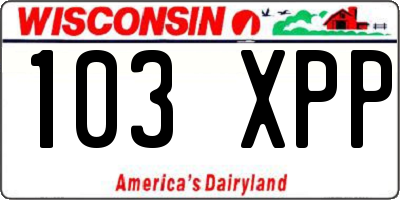 WI license plate 103XPP