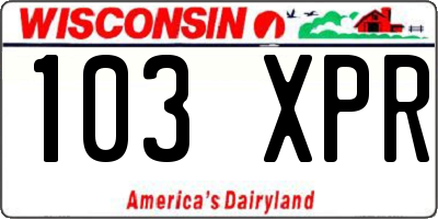 WI license plate 103XPR