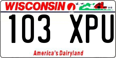 WI license plate 103XPU