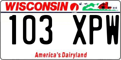 WI license plate 103XPW