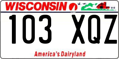 WI license plate 103XQZ