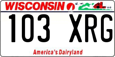 WI license plate 103XRG