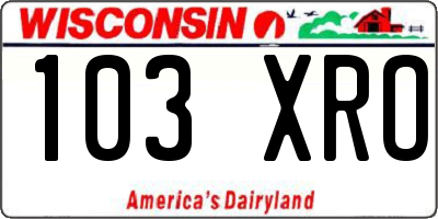 WI license plate 103XRO