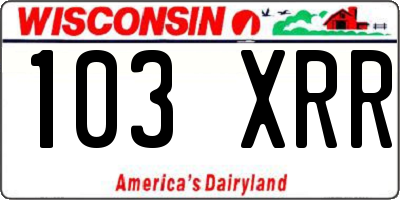 WI license plate 103XRR