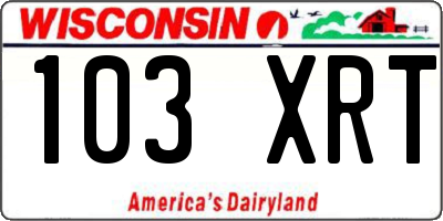WI license plate 103XRT