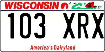 WI license plate 103XRX