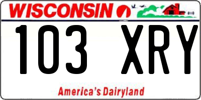 WI license plate 103XRY