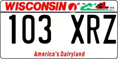 WI license plate 103XRZ