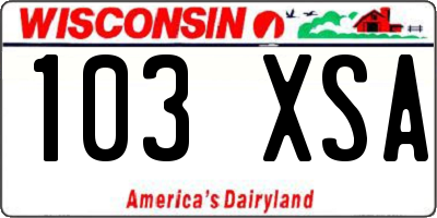 WI license plate 103XSA