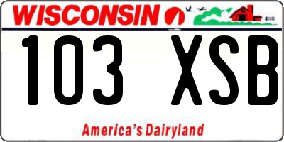 WI license plate 103XSB