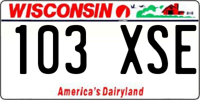 WI license plate 103XSE