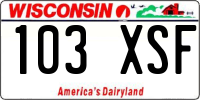 WI license plate 103XSF
