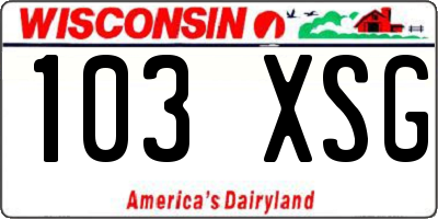 WI license plate 103XSG