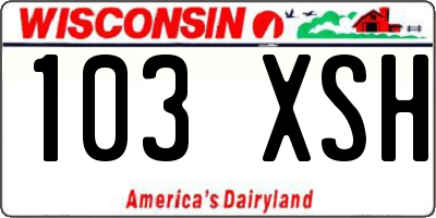 WI license plate 103XSH