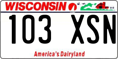 WI license plate 103XSN