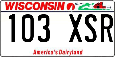 WI license plate 103XSR