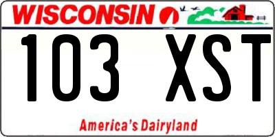 WI license plate 103XST