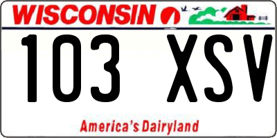 WI license plate 103XSV