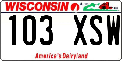 WI license plate 103XSW