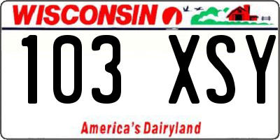 WI license plate 103XSY