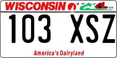 WI license plate 103XSZ