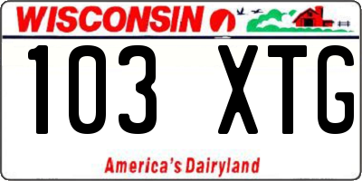 WI license plate 103XTG