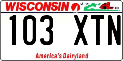 WI license plate 103XTN