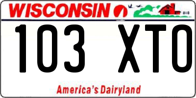 WI license plate 103XTO