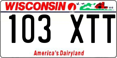 WI license plate 103XTT