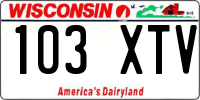 WI license plate 103XTV
