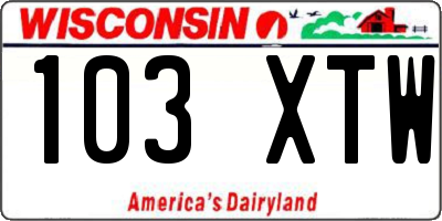 WI license plate 103XTW