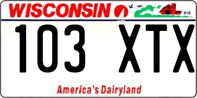 WI license plate 103XTX